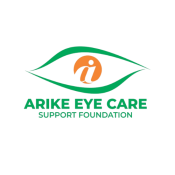 Arike Eye Care Support Foundation logo eye socket in green color and orange pupil with letter a